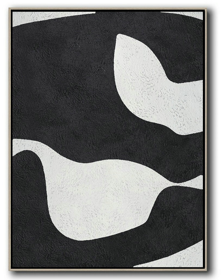 Black And White Minimal Painting On Canvas,Handmade Acrylic Painting #A5G8